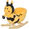 Animale a Dondolo per Bambini a forma di Ape in Legno di Pioppo con Musica, 60x33x45 cm, Giallo e Nero