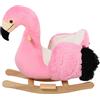 Cavallo a Dondolo per Bambini, Fenicottero a Dondolo per Bambini dai 18 Mesi in Legno con Cinture di Sicurezza, Rosa