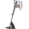 Canestro Basket in Acciaio, Regolabile in Altezza e portatile con Tabellone e Ruote, 107x70cm, Nero e rosso