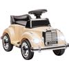 Macchina Elettrica per Bambini 18-48 Mesi Licenza Mercedes-Benz con Musica, Beige
