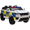 Macchina Elettrica per Bambini della Polizia, Batteria 12V e Telecomando, Sirena Luci Attacco USB per Musica, 110x68x52cm, Bianco