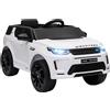 Macchina Elettrica per Bambini a Licenza Land Rover con Fari, Clacson e Cintura,106x65.5x51 cm, Bianco