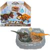 Jurassic World Mattel jurassic world - rivelazione del dinosauro, set da 2 dinosauri con arena da battaglia ed effetto cambia colore