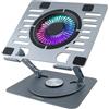 CoolBox CoolAir - Supporto portatile con ventola silenziosa RGB da 11 cm, base regolabile in altezza e rotazione a 360°, frigorifero portatile con velocità regolabile, tablet/laptop fino a 17,3