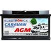 Electronicx batteria di alimentazione AGM Caravan 12V 100Ah / 100 Ah deep cycle sigillata senza manutenzione, polo positivo a destra - camper roulotte batteria solare 278×175×190mm per tempo libero