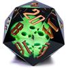 Cusdie D&D - Dadi grandi D20 da 55 mm, con bordi affilati, fatti a mano, DND giganti, D20, per giochi di ruolo da tavolo Dungeons and Dragons, (teschio verde)