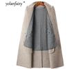 YOLANFAIRY Cappotto invernale in lana di cashmere double face Uomo Cappotti da uomo in lana doppiopetto al ginocchio Giacca a vento con fodera in seta di gelso