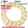 BAKAJI Tubo Luminoso a LED per Esterno Bianco Caldo 10 Metri con Controller Giochi Luce