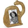 Isaac Jacobs 2" x 3" Resin Dinosaur Picture Frame, Vertical Keepsake Photo Frame with Easel and Hanging Tabs for Tabletop, Desktop & Wall Display (Brontosaurus, Gold)