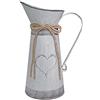 Fovasen Vaso in metallo stile francese shabby chic vintage rustico rustico galvanizzato brocca brocca vaso di fiori con design a forma di amore decorazioni per feste di Natale per matrimoni, casa e
