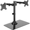 VIVO STAND-V002FG - Supporto per doppio monitor autoportante con elegante base in vetro e bracci regolabili, per 2 schermi fino a 32 e 10 kg ciascuno, colore: nero