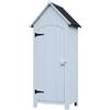 Outsunny Casetta Porta Attrezzi in Legno a 3 Mensole con Tetto Impermeabile in Bitume, 77.5x54.2x179.5 cm, Bianco | Aosom Italy