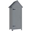 Outsunny Casetta Porta Attrezzi in Legno a 3 Mensole con Tetto Impermeabile in Bitume, 77.5x54.2x179.5 cm, Grigio | Aosom Italy