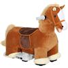 AIYAPLAY Cavallo Elettrico per Bambini con Pedali, Rotelle e Suoni, in Peluche e Metallo, 74x34x51 cm, Marrone | Aosom Italy