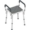 HOMCOM Sgabello per Doccia Regolabile su 6 livelli con Braccioli e Fori di Drenaggio in Alluminio per bagno, 52x45x57-69cm, Grigio | Aosom Italy