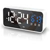 Lafocuse Sveglia Digitale con Temperatura e Datario, Grande LED Sveglia da Comodino con 3 Allarme, 25 Music, 2 Porta USB, Volume e Luminosità Regolabile, Snooze, 12/24 Ore per Casa e Ufficio, Bianco