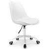 Waytex Sedia da ufficio scandinava bianca con ruote e altezza regolabile e piede in metallo laccato bianco