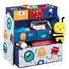 Relaxdays Scaffale Portagiochi, Motivo Mostri, Cameretta Bambini, 6 Box in Stoffa, HxLxP: 66x 63,5x30 cm, Multicolore