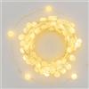 Luci da Esterno Catena lineare decorata 100 Minisfere MicroLed, 10MT., Bianco caldo, Cavo metallo argento, Non prolungabile