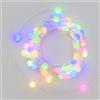 Luci da Esterno Catena lineare decorata 100 Minisfere MicroLed, 10MT., Multicolor, Cavo metallo argento, Non prolungabile