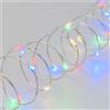 Luci da Esterno Catena lineare 200 MicroLed, 10MT., Multicolor, Cavo metallo argento, Non prolungabile