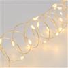 Luci da Esterno Catena lineare 200 MicroLed, 10MT., Bianco Caldo, Cavo metallo argento, Non prolungabile
