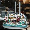 Luci da Esterno Villaggio Innevato con Albero e Pattinatori rotanti, Trenino in movimento LED Multicolor e Musica, 52x28 cm (LxH), IP20, Uso Interno