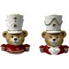 Preziosa Home Set 2 Portacandele Natale a Forma di Orso 9 x 6 x 11 Cm Poliresina