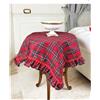 Preziosa Home Centrotavola Natale in Tartan con Frill e Pizzo 90 x 90 Cm Rosso