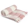 Emma Barclay Frisco - Coperta tradizionale in cotone riciclato a quadri per sedia, divano, colore: rosa cipria, 50 x 60 (127 x 152 cm)