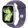 Apple Watch Series 11 GPS + Cellular 42mm Silver Aluminium Case with Purple Fog Sport Band - S/M