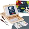 Artina Kit pittura Milano con cavalletto da tavolo tela pittorica 20x30cm colori acrilici pennelli spatoline e tavolozza - set da pittura completo