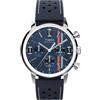 Timex Marlin Chronograph Tachymeter TW2W99000 - Orologio da uomo da 40 mm, cinturino in pelle blu con quadrante blu e cassa in acciaio inox