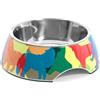 Record - Ciotola per Cani Doggies - Acciaio Inox e Melamina - Dotata di Gommini Antiscivolo - Grandezza Ø 22 cm - Capacità 700 ml - Fantasia con Sagome di Cani Multicolor