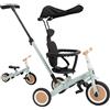 Olmitos - Gyro, triciclo evolutivo per bambini 5 in 1, bicicletta per bambini da 1 anno a 5 anni, da triciclo a bicicletta con o senza pedali, adattabile e trasformabile (Verde Scuro)