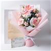 EZsenses Bouquet di fiori all'uncinetto, realizzato a mano, con rose all'uncinetto, decorazione per la casa, matrimoni, compleanni, festa della mamma, include sacchetto regalo e biglietto di auguri