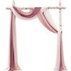 Floroom Tessuto drappeggiato per archi di nozze, 3 pannelli, 5,8 m, in chiffon, drappeggi, per cerimonie nuziali, ricevimenti, festoni, decorazioni (malva, rosa polverosa e fard)
