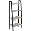 VASAGLE Scaffale a scala a 4 livelli, libreria, per soggiorno, camera da letto, cucina, ufficio, stile industriale, struttura in acciaio, greige e nero LLS44MB