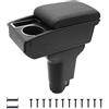 KAERGK Bracciolo per Auto per Fiat 500 Console Centrale Dell'auto Doppio Strato di Spazio con Portabicchieri Facile da Montare Pelle Confortevole e Resistente Nero (Linea Nera)