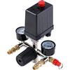 ORAZIO Interruttore di Controllo della Pressione del Compressore d'Aria G1/4 con Doppia Uscita e Valvola di Sicurezza Regolatore di Manometri SP24118002