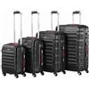 PROVITERA Set 4 Valigie Rigide in ABS, Valigia Rigida S-M-L-XL con Manico Telescopico Gel e 4 Ruote Easy Roll, Trolley Resistente e Leggero da Viaggio, Bagaglio a Mano con Serratura Codice (Nero)