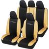 Auto Accessori Lupex - Set 9 Pezzi Coprisedili Auto Universali Racing, Colore Nero Beige - Fodere Protezione Sedili Anteriori e Posteriori, Compatibili con Berline e Utilitarie