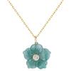 COAI Collana da Donna in Acciaio Inox Placcato Oro 18K con Ciondolo Fiore di Pietre Dure con Zirconia Cubica Incastonata, Collana Pietre Naturali da Donna - Avventurina Verde, Ametista e Quarzo Rosa