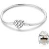 LNQOBU Bracciale in Argento con maglia Snake e chiusura a cuore Compatibile con Pandora Europei Charms da Donna