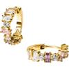 Purelei® Fancy - Orecchini a cerchio da donna, placcati in oro 18 carati o argento con zirconi pastello (bianco, giallo, rosa, viola), impermeabili, ipoallergenici, Ø 17 mm, Normal, Acciaio