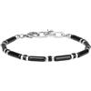 COAI Bracciale da Uomo in Onice Nero e Pietra Nera, Bracciale di Perline Cilindriche e Rondelle di Acciaio Inox da Uomo