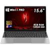 Kayoote PC Portatile 15.6 Pollici Celeron N5205U (fino a 2.9GHz) Laptop 8GB RAM 128GB SSD Win11 Pro IPS FHD 1920×1080 Notebook con, WIFI6, BT5.2, USB3.0, HDMI, Tastiera Retroilluminata