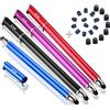 Bargains Depot B&D Penna per Tablet Capacitivo 2-in-1 Pennino per Touch Screencon con 20 Punte di Ricambio in Gomma per iPad/iPhone/Samsung Galaxy/Xiaomi/Huawei - Nero/Blu/Viola/Rosso