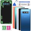 Eonpam Coperchio Batteria Vetro Posteriore Sostituzione per (Samsung Galaxy S10+ Plus) Kit di Riparazione coperchio Posteriore originale con obiettivo della fotocamera （Prisma Blu）