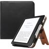 VOVIPO Custodia con supporto per eReader Kobo Libra Colour (2024) / Kobo Libra 2 (2021) da 7, in pelle PU di alta qualità, con funzione di accensione/spegnimento automatico, con cinturino da polso-BK